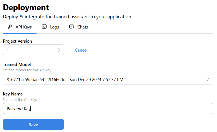 Add API Key Form
