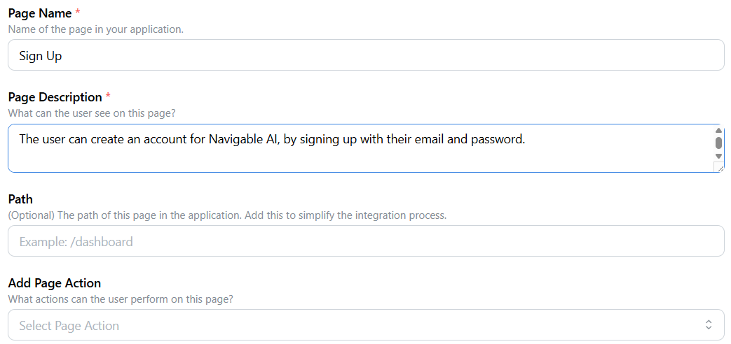 Add Page Form
