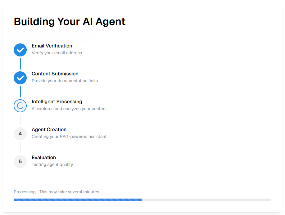 Navigable AI Agent Building Process