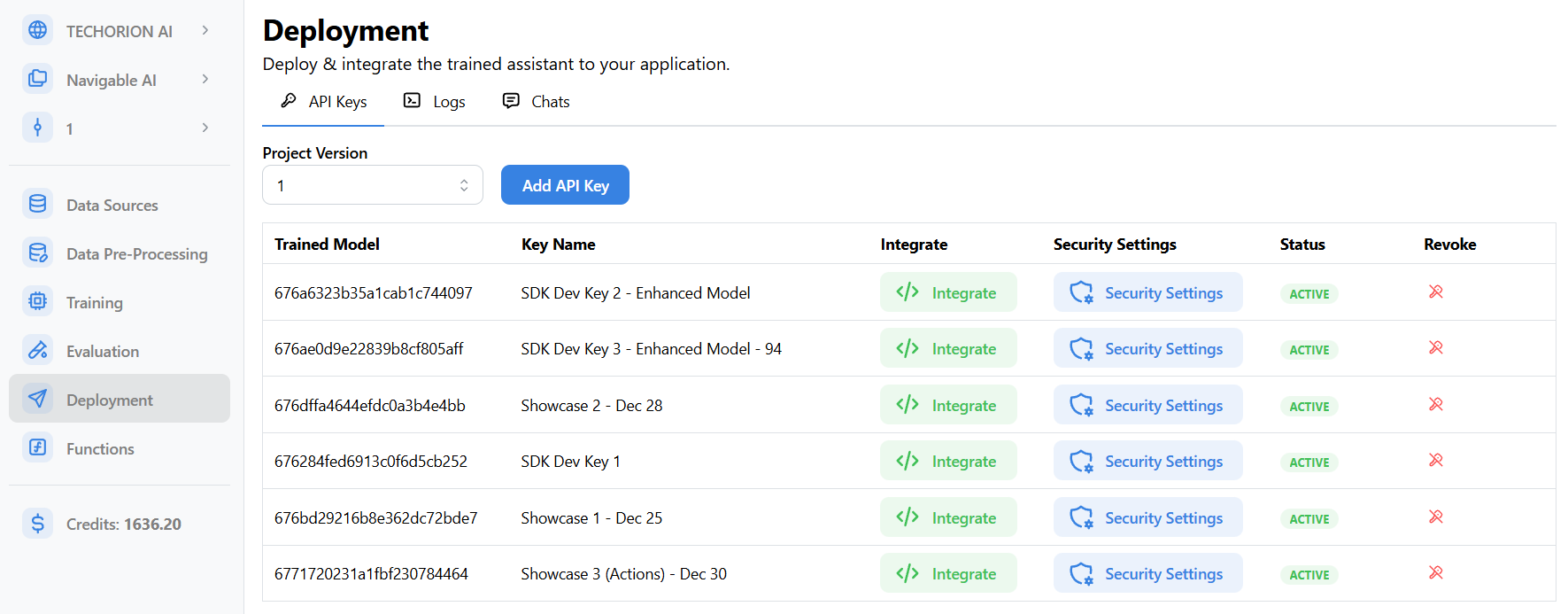 API Keys List