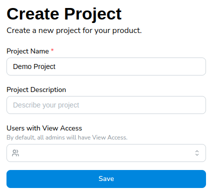 Create Project Page