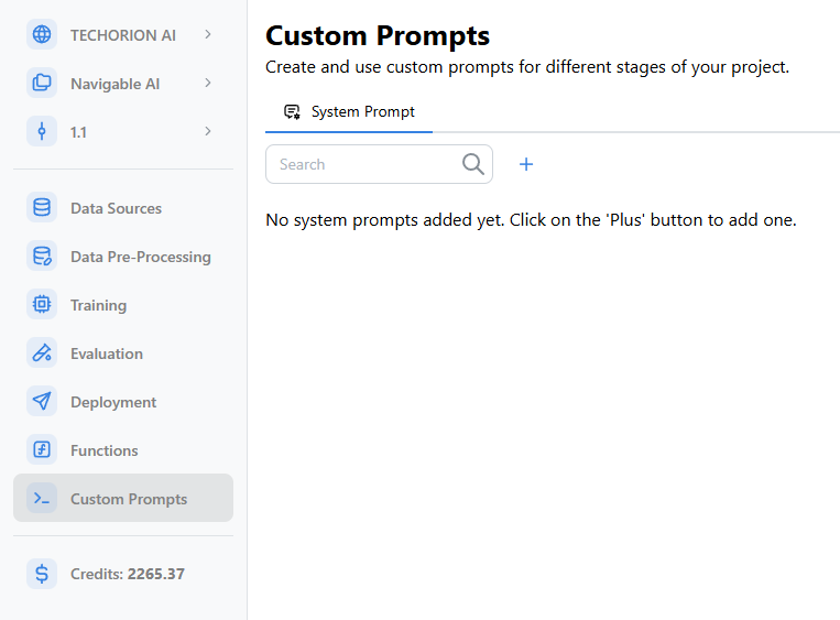 Custom Prompts Page