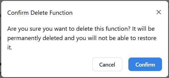 Delete Function Modal