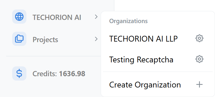 Organizations Dropdown