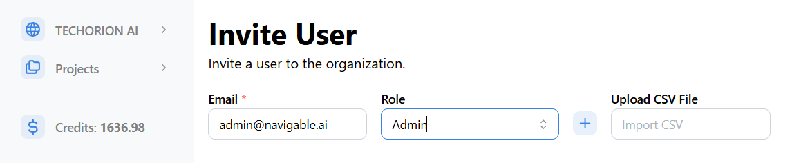 Invite Users Page Add Button