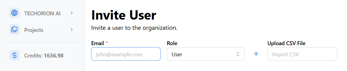 Invite Users Page