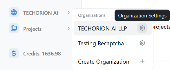 Organization Select Menu
