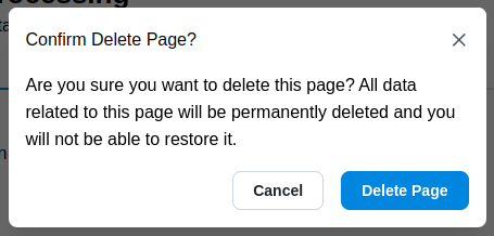 Confirm Delete Page Modal