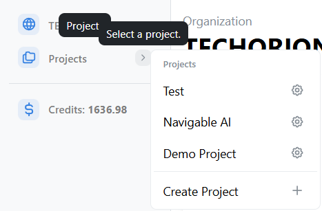 Projects Dropdown