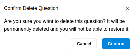Confirm Delete Q&amp;A Pair Modal